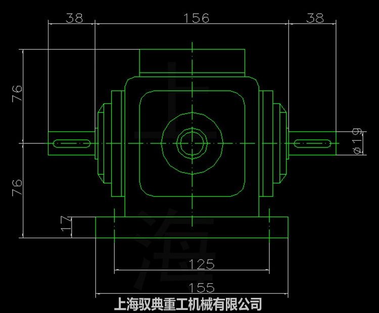 T型换向器T4-1-LR齿轮转向箱外型尺寸的CAD图纸
