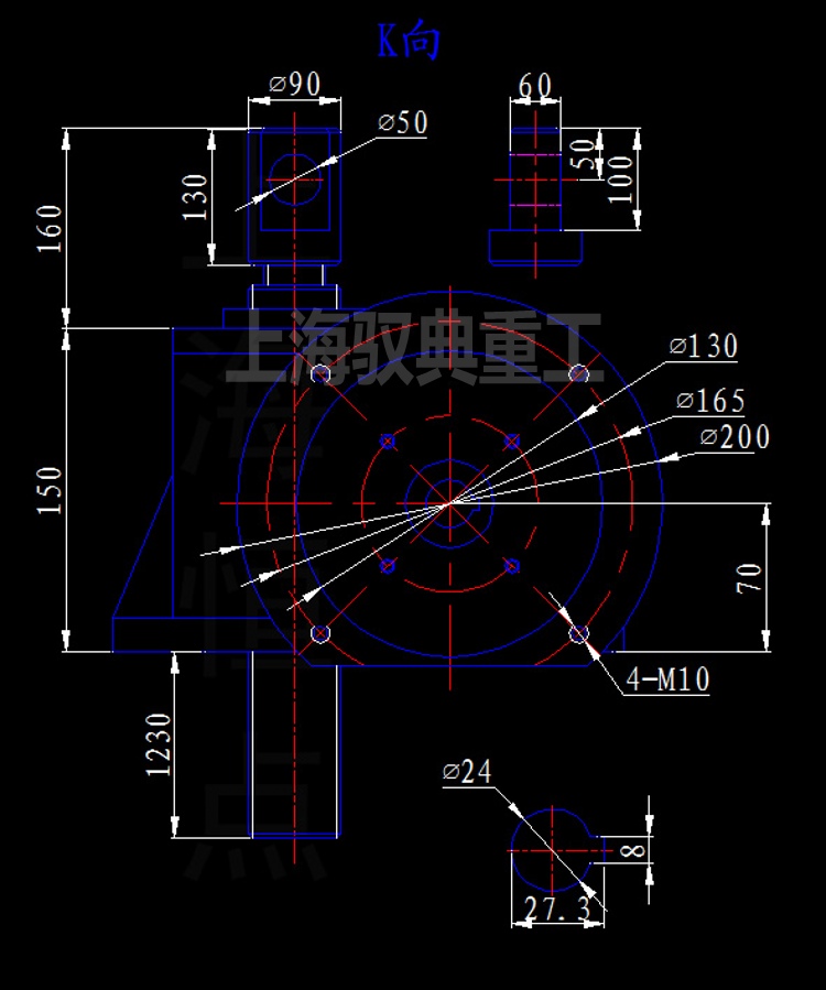 SWLD10T/15T丝杆升降机连接电机法兰CAD图